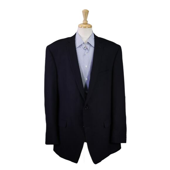 Joseph Abboud Navy Blue Black Subtle Plaid Wool Knit Sportcoat Blazer Tall 52XL - Picture 1 of 9